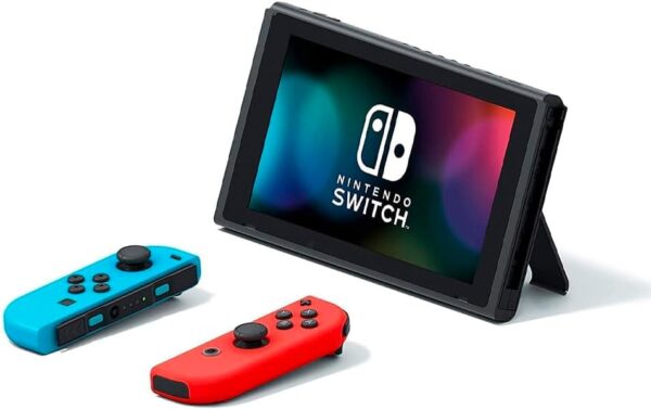 Nintendo, Console, Nintendo Switch, Nacional, V2, Portátil e Doméstico, Bateria de até 9 Horas, Inclui Joy-Con com Suporte e Alças, 1 ano de Garantia, Azul Neon e Vermelho Neon
