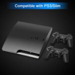 Pacote com 2 controles PS3 sem fio, com 2 cabos de carregamento, compatível com PlayStation 3 - preto