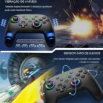 Controle sem fio RGB compatível com Switch/Lite/OLED/Windows/iOS/Android, controle programável com Luzes RGB, função de vibração e turbo