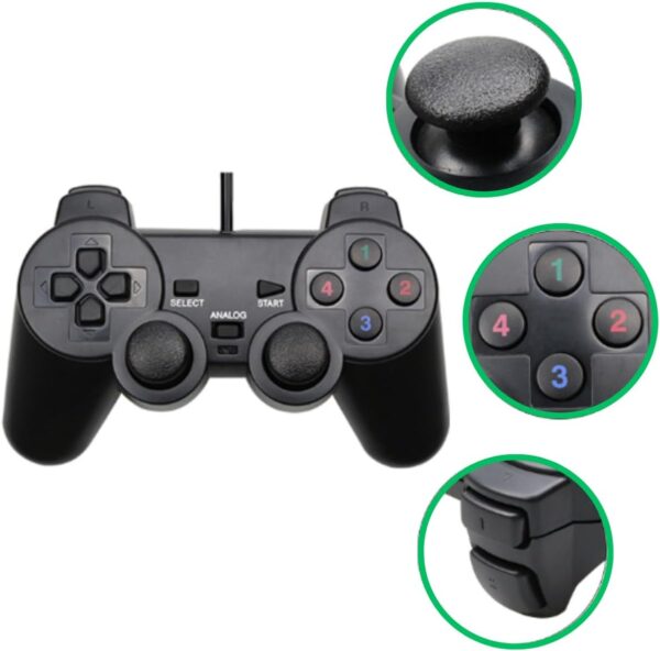 Kit 02 Controle Joystick Com Fio Para PC Notebook Game Retrô Emulador Conversor 4K Cabo USB