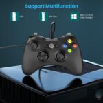 Controle com Fio para Xbox 360, Vibração Dupla, Função Turbo, Compatível com Xbox 360/360 Slim e Windows 7,8,10,11, Preto