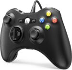 Controle com Fio para Xbox 360, Vibração Dupla, Função Turbo, Compatível com Xbox 360/360 Slim e Windows 7,8,10,11, Preto