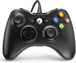 Controle com Fio para Xbox 360, Vibração Dupla, Função Turbo, Compatível com Xbox 360/360 Slim e Windows 7,8,10,11, Preto