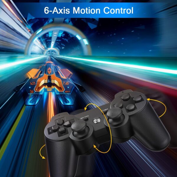Pacote com 2 controles PS3 sem fio, com 2 cabos de carregamento, compatível com PlayStation 3 - preto