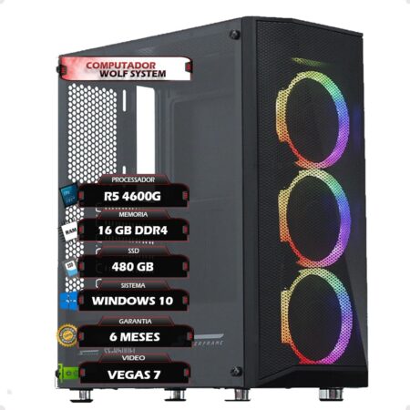 Computador Cpu Gamer Ryzen 5-16gb - Ssd 480gb - Gabinete Gamer RGB para jogos da atualidade.