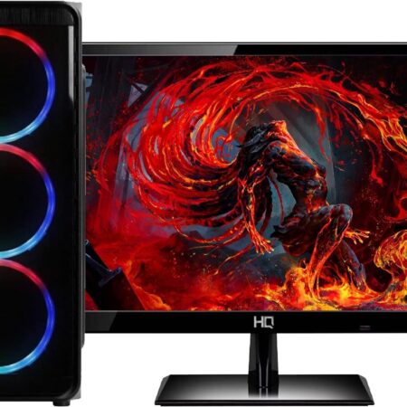 PC Gamer Completo AMD 6-Core CPU 3.8Ghz 8GB (Placa de vídeo Radeon R5 2GB) SSD 120GB Monitor HDMI LED 19.5, Preto, Média, 40471