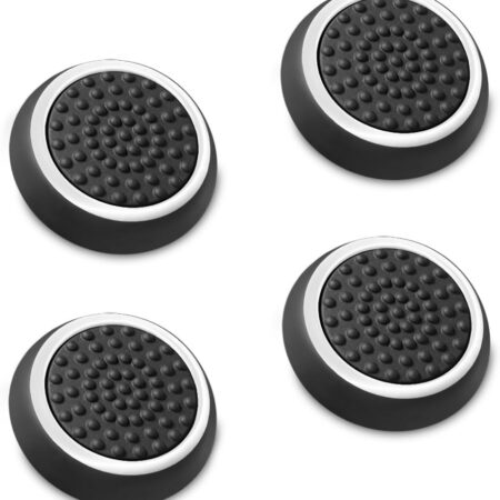 Fosmon Performance Thumb Grips Joystick Caps for PS5, PS4, Xbox One, Xbox Series X/S, Nintendo Switch Pro - Black/White (2 Pair - 4 Pieces)